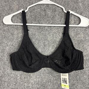 Wacoal Halo Lace 851205 Bra Size 38B Black Underwire converts to Racerback
